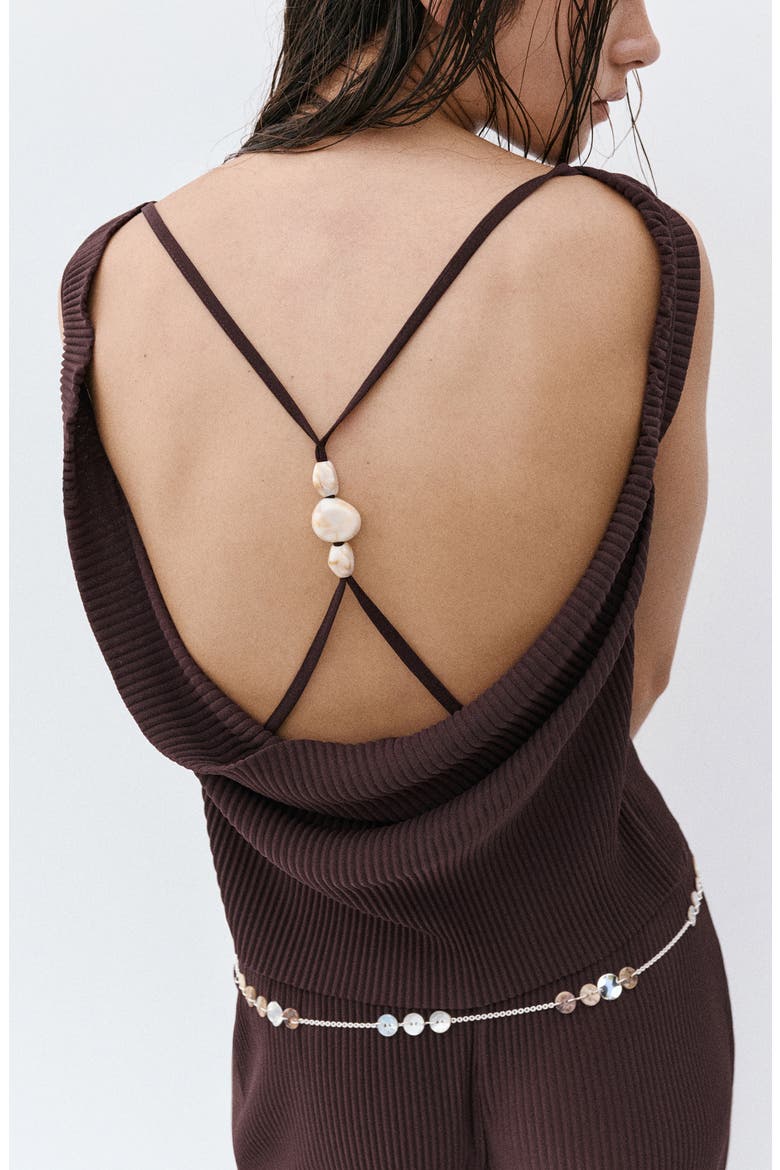 Bead Detail Textured Sleeveless Top, Alternate, color, CHOCOLATE