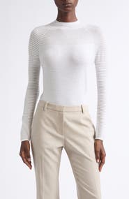 Lafayette 148 New York Textured Stripe Merino Wool Sweater