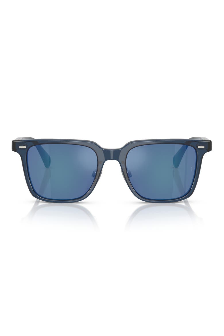 52mm Rectangular Polarized Sunglasses, Main, color, ASH BLUE/ MARINE FLASH MIRROR
