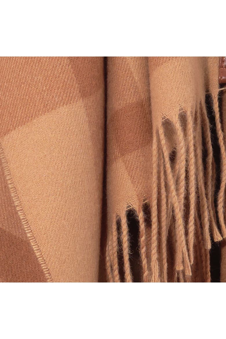 plaid ruana with fringe, Alternate, color, camel multi