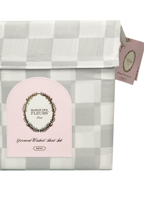 Maison Des Fleurs Check Print Microfiber Sheet Set In Multi