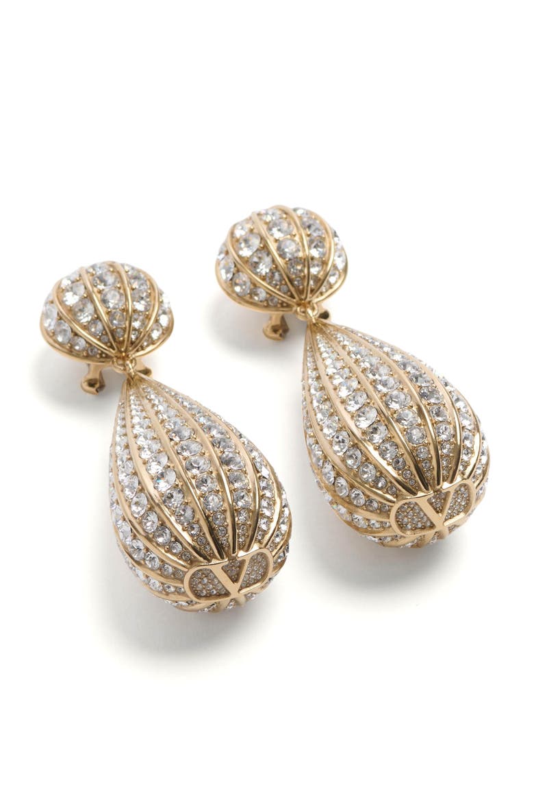Pavé Drop Earrings, Alternate, color, GOLD