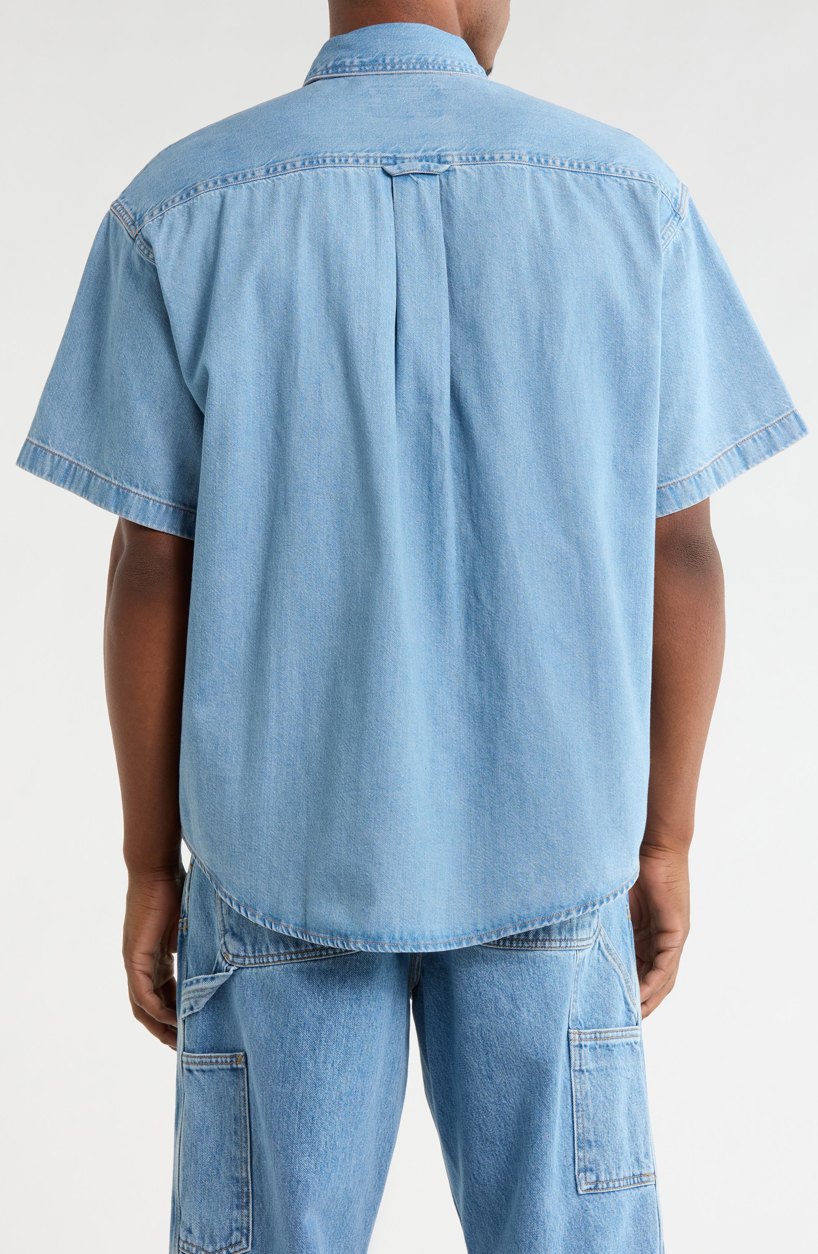 Lucas Short Sleeve Cotton Denim Button-Down Shirt - image 4