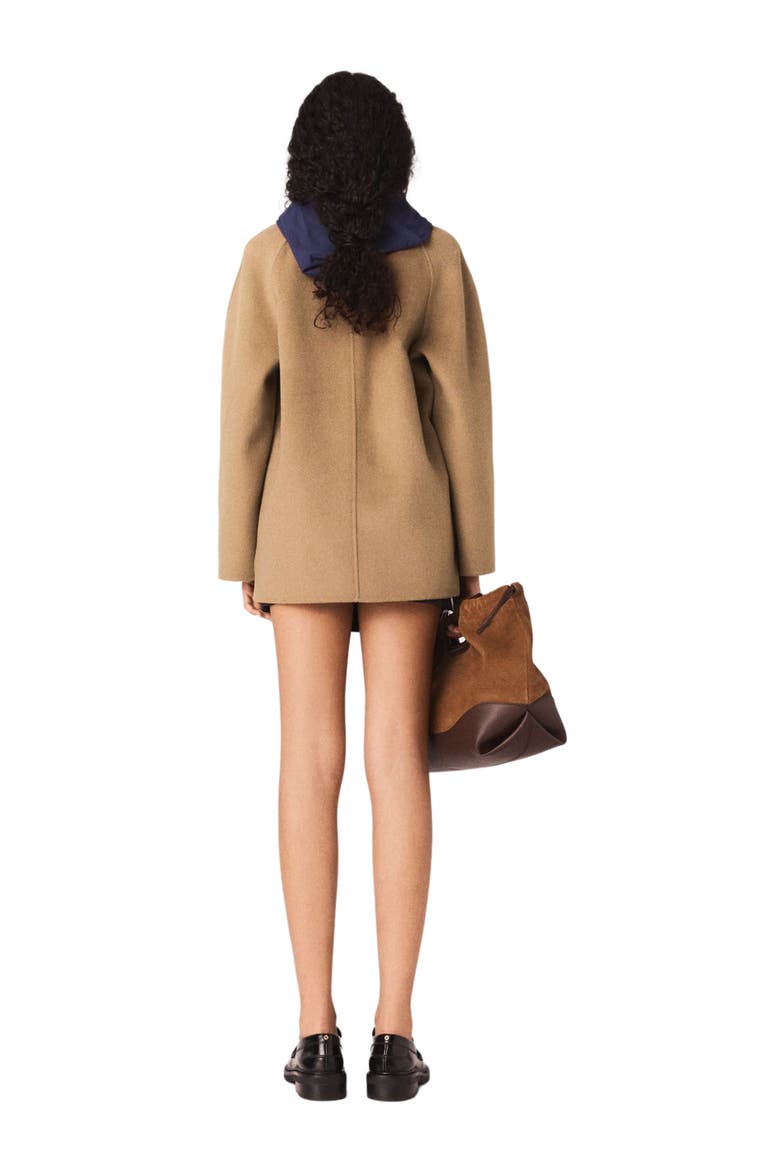 Wool coat with removable hood, Alternate, color, Beige