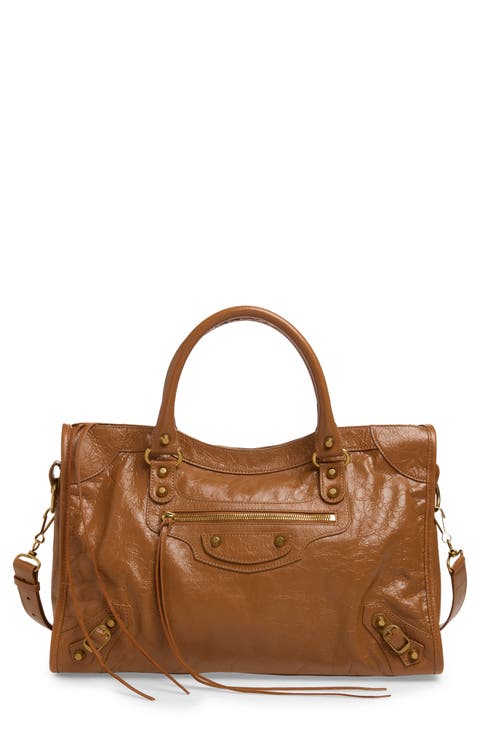 Medium Le City Crinkled Leather Tote