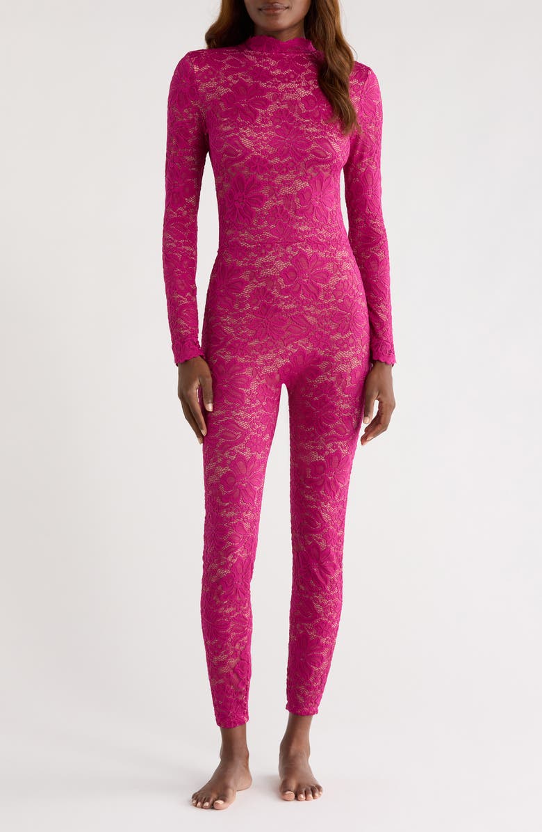 KILO BRAVA Lace Long Sleeve Catsuit, Alternate, color, Boysenberry