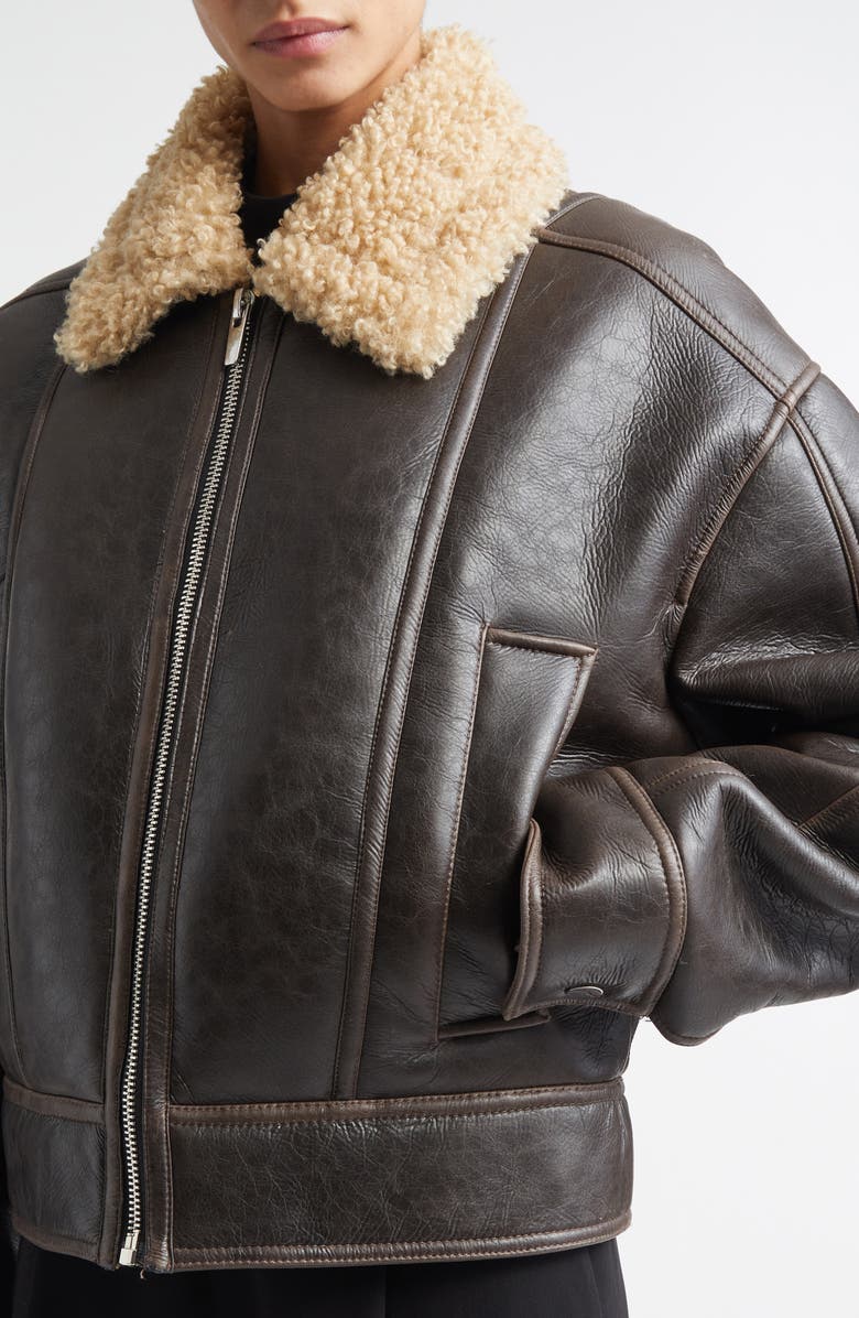 A.L.C. Stevie Faux Shearling Collar Jacket, Alternate, color, Deepest Brown