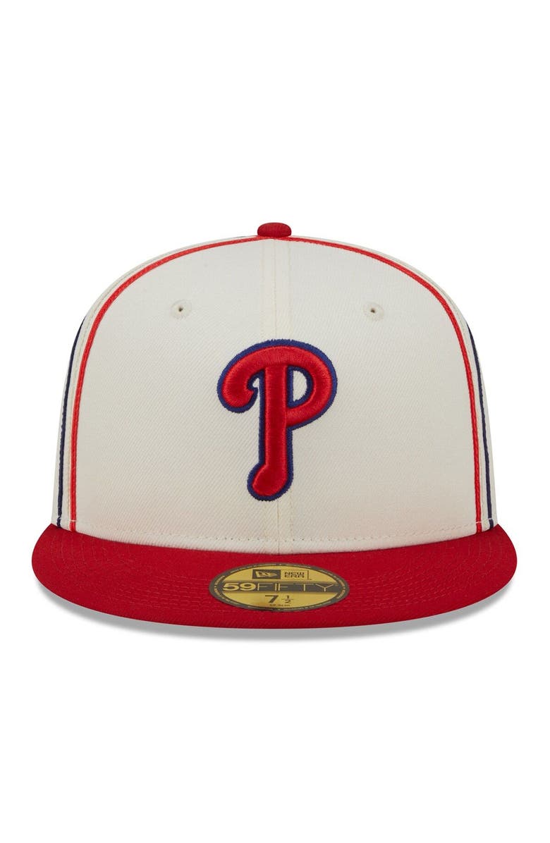 New Era Men's New Era  Cream/Red Philadelphia Phillies Chrome Sutash 59FIFTY Fitted Hat, Alternate, color, 