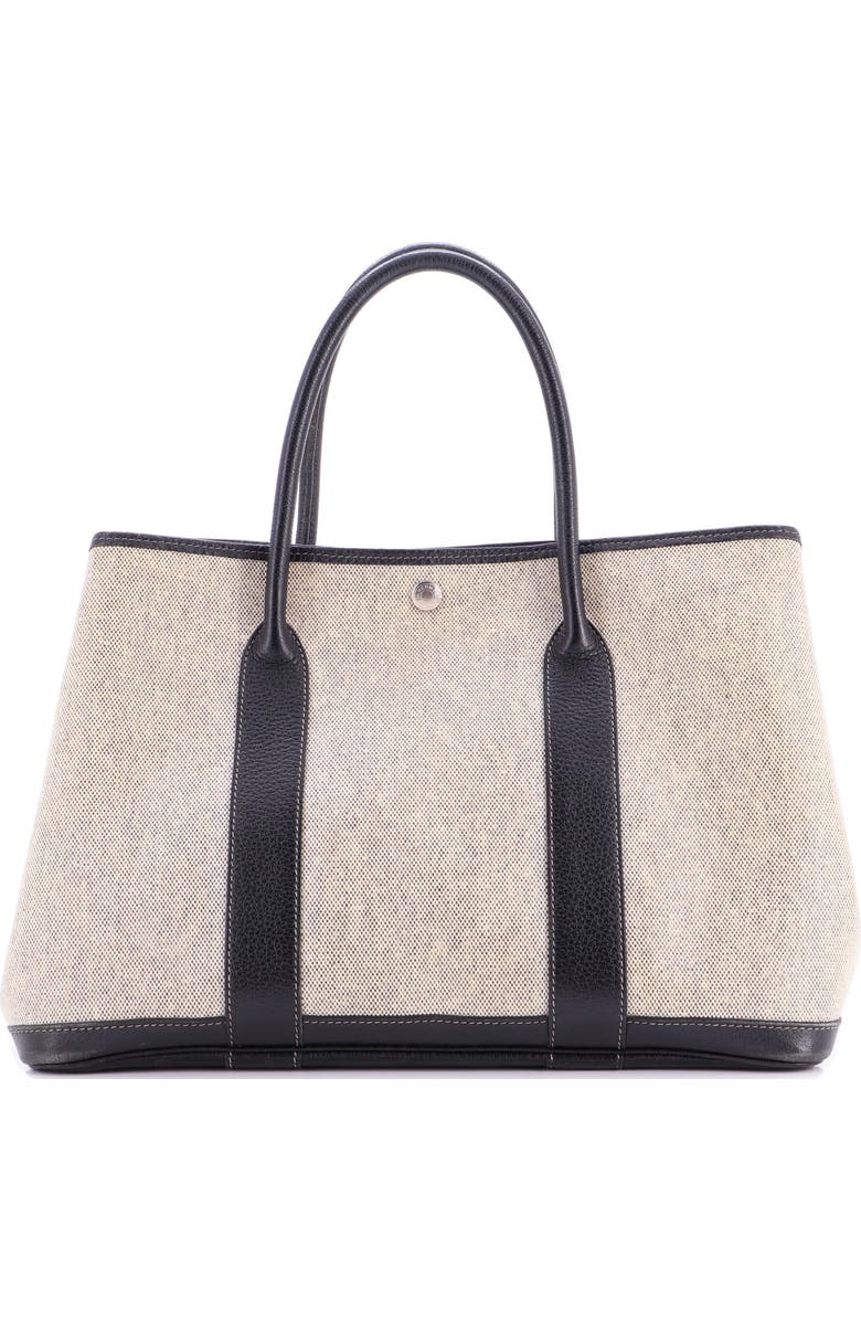 Pre-Owned Hermes Garden Party Tote Toile and Leather 36, Main, color, Noir