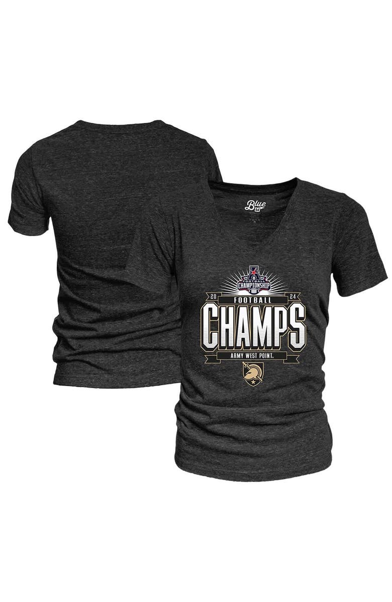 BLUE 84 Women's Blue 84 Black Army Black Knights 2024 AAC Football Conference Champions Locker Room V-Neck T-Shirt, Main, color, Black