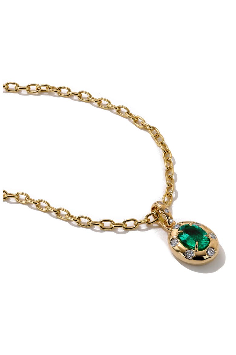 Aurum Oval 18K Gold Emerald Pendant Necklace, Main, color, EMERALD