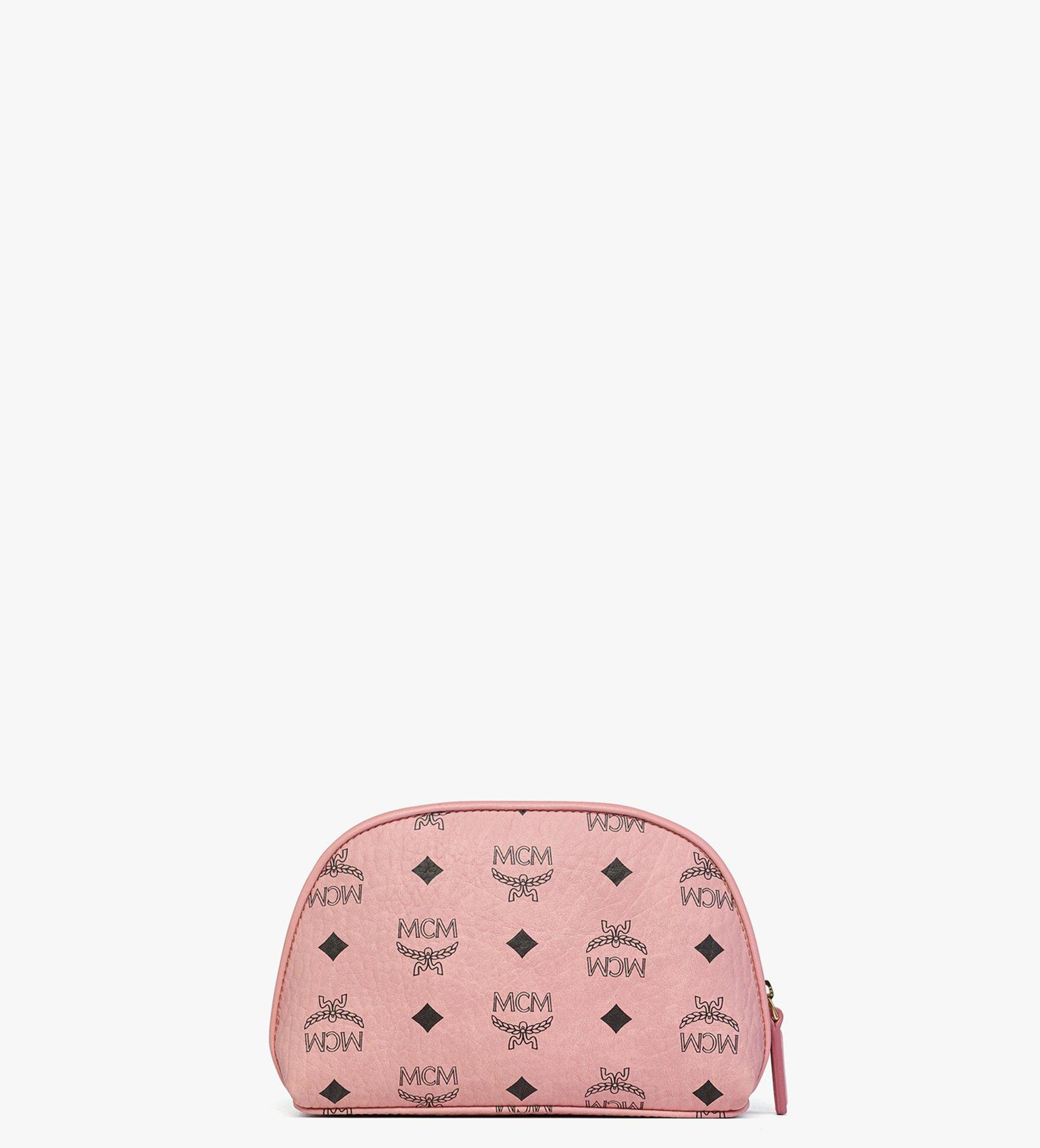 MCM Aren Cosmetic Pouch in Visetos, Alternate, color, Pink