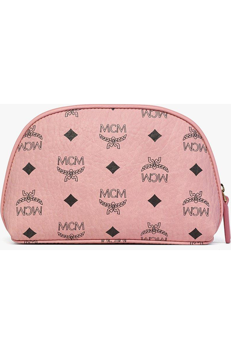 MCM Aren Cosmetic Pouch in Visetos, Alternate, color, Pink
