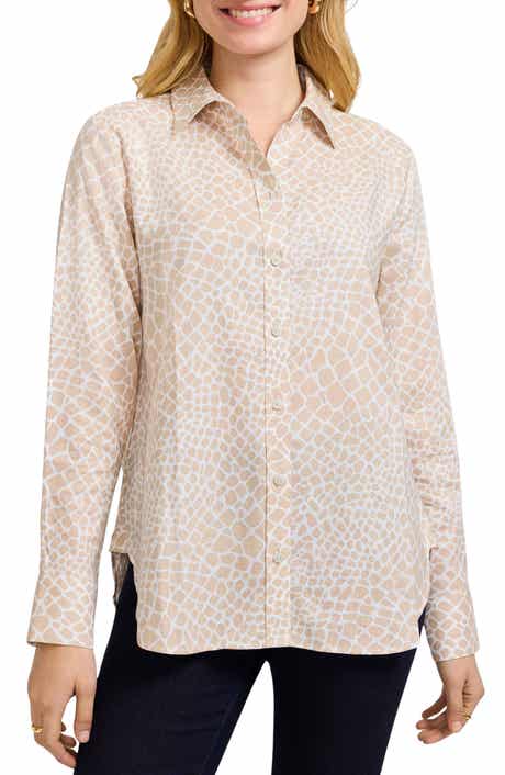 Meghan Giraffe Print Linen Blend Shirt