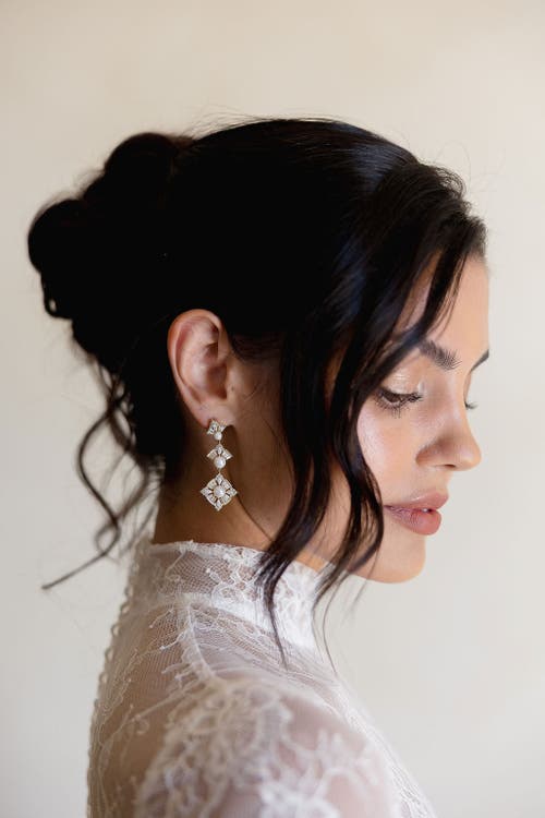 Untamed Petals Margaux Pearl Drop Earrings In Gold