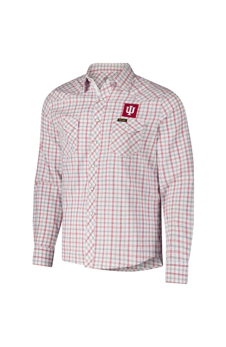 COLOSSEUM X WRANGLER Men's Colosseum x Wrangler White Indiana Hoosiers Plaid Window Pane Long Sleeve Full-Snap Shirt, Alternate, color,