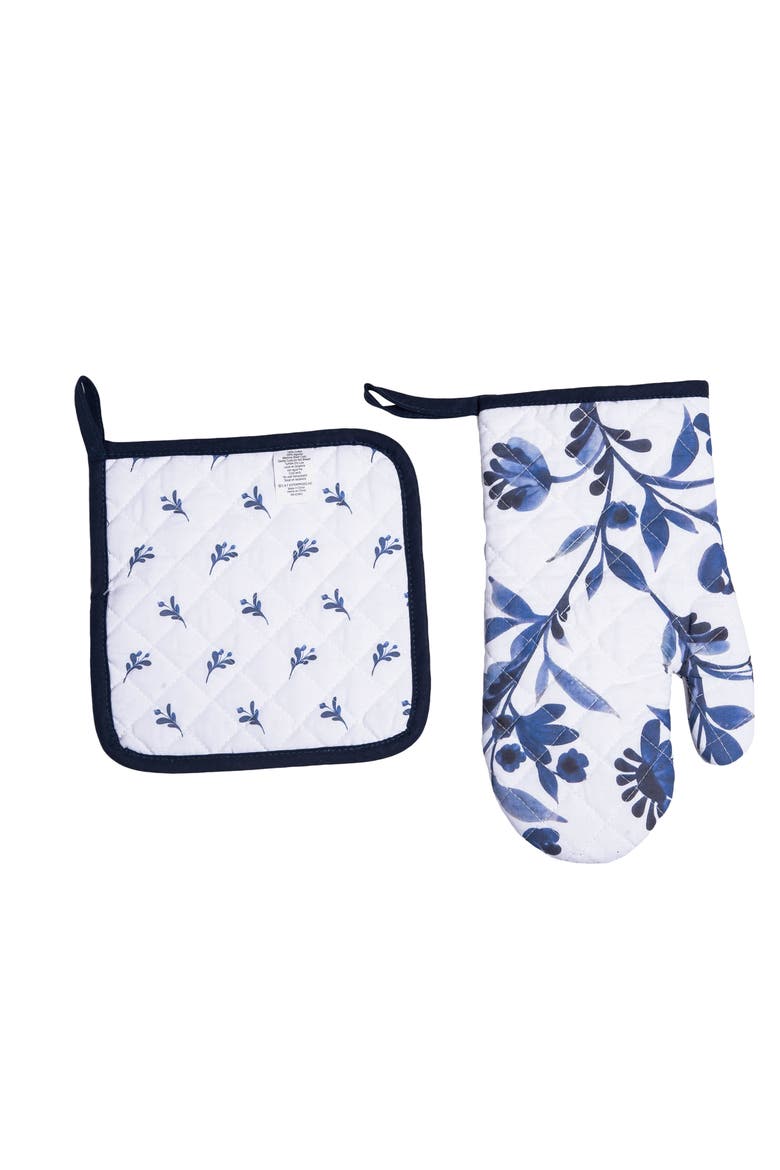 Maryfrances Oven Mitt & Pot Holder 2-Piece Set, Alternate, color, Blue