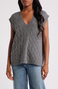 Re/Done Cable V-Neck Cashmere Sweater Vest