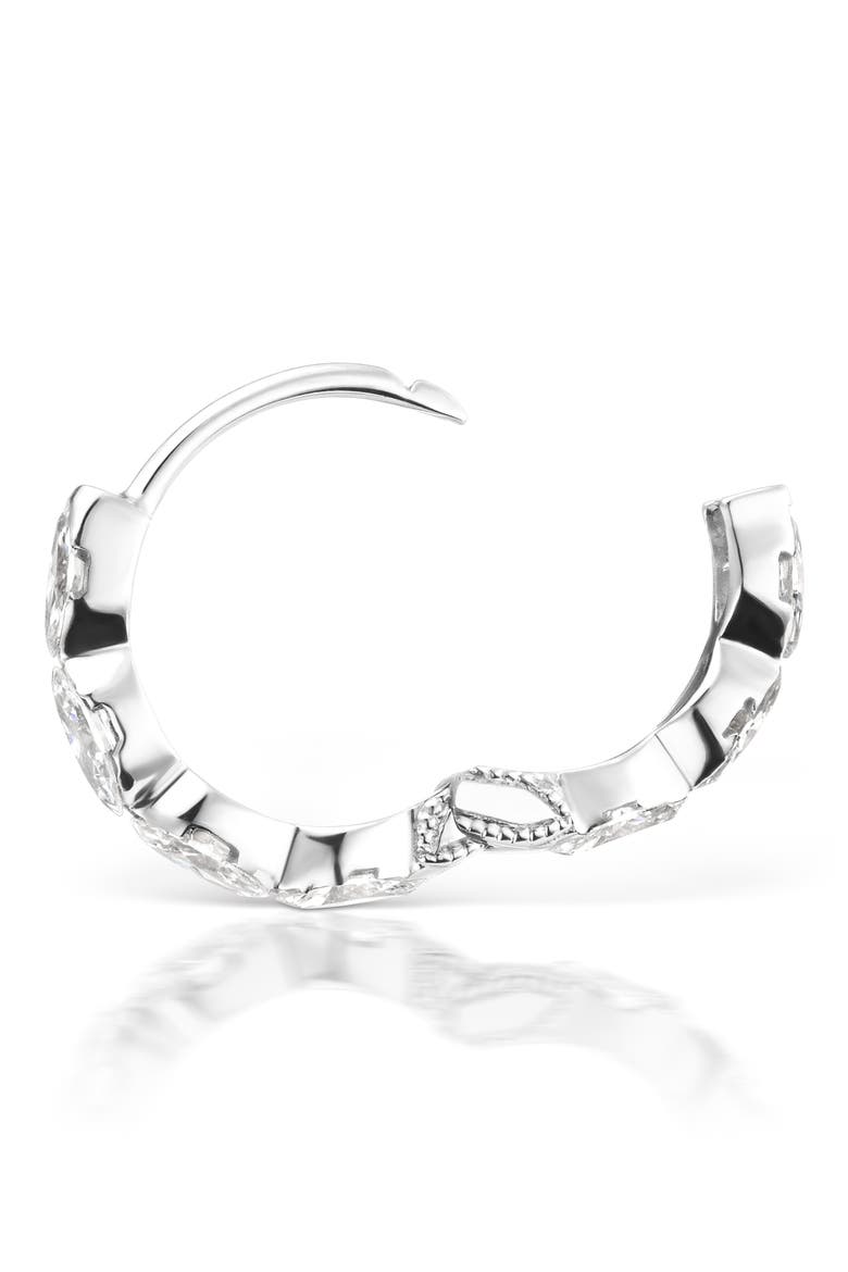 Single Diamond Marquise Eternity Hoop Earring, Alternate, color, WHITE GOLD