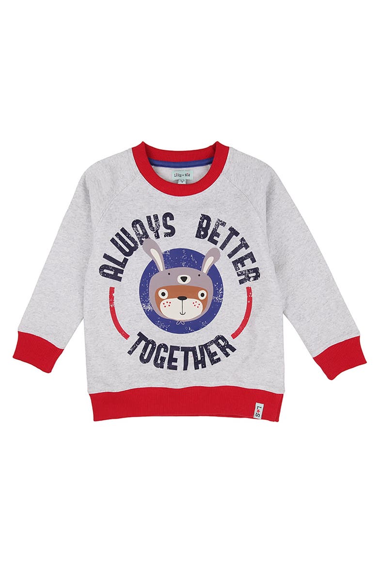 Lilly + Sid Organic Cotton Always Better Together Slogan Print Sweatshirt, Main, color, Multi