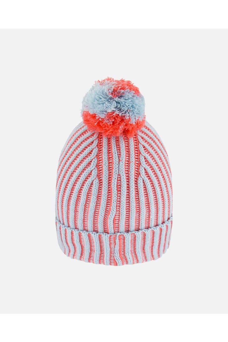 Girl's Knit Hat Air Blue And Coral, Alternate, color, Blue And Coral Stripes
