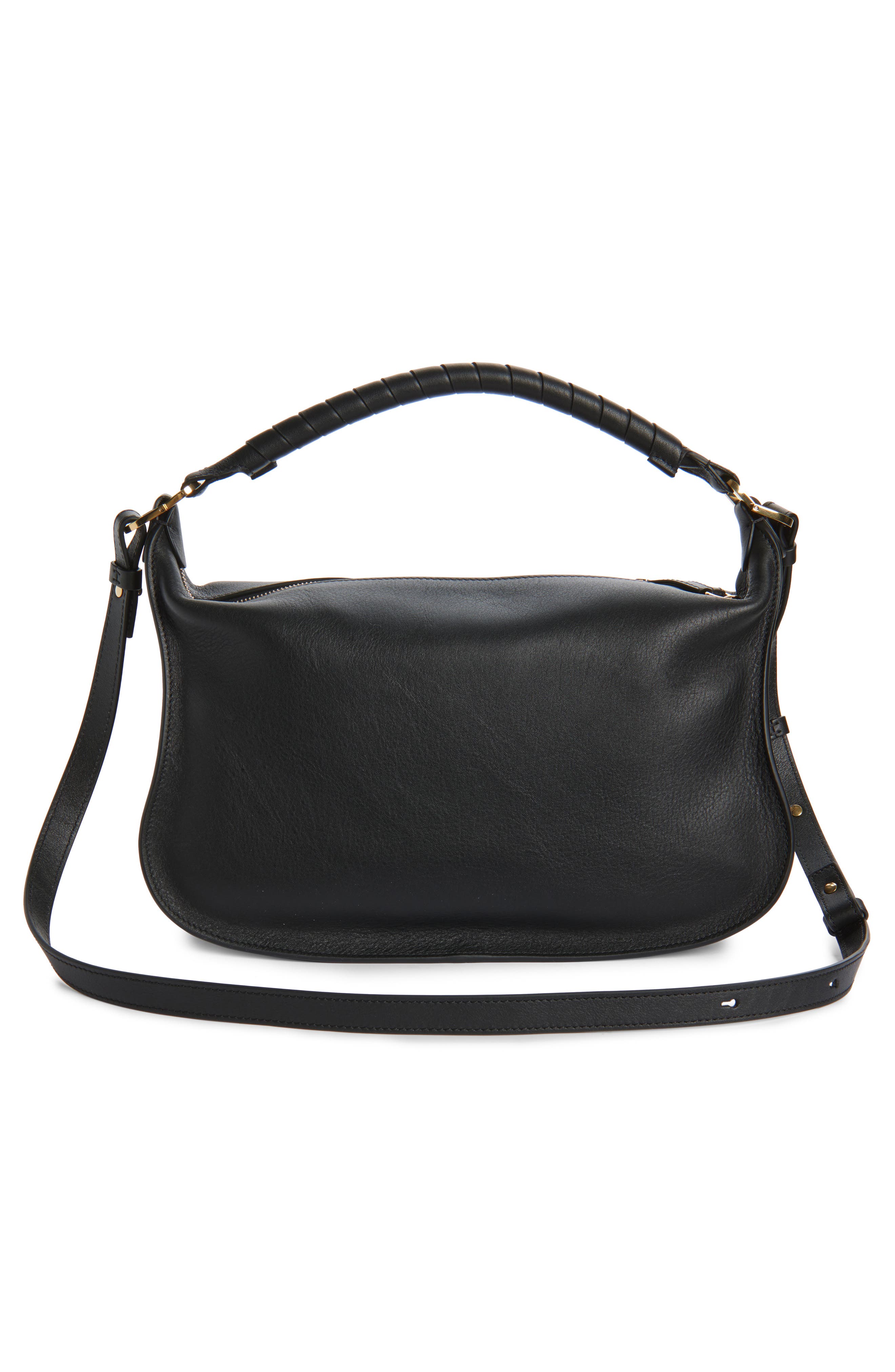 Chloé Small Marcie Leather Shoulder Bag, Alternate, color, Black