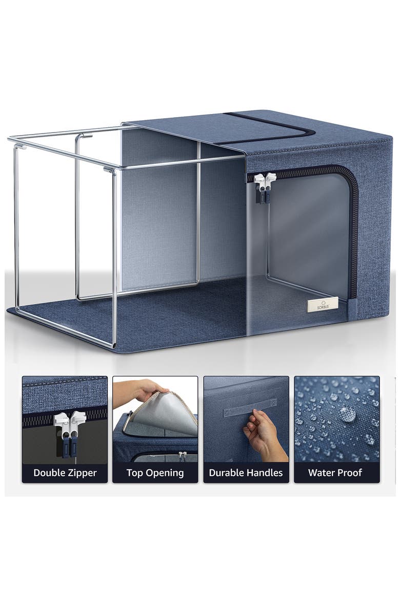 4-Pack Jumbo Foldable Storage Boxes, Alternate, color, BLUE