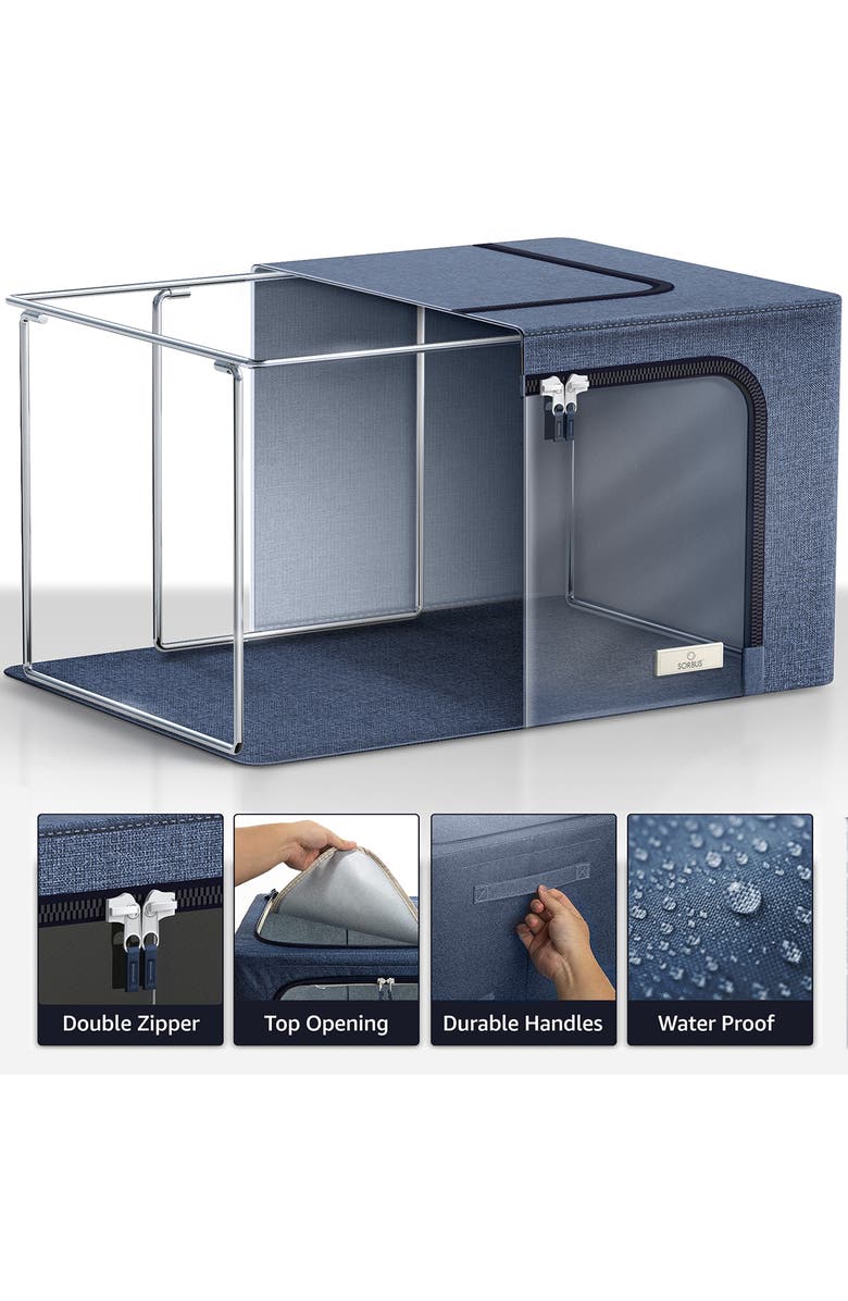 SORBUS 4-Pack Jumbo Foldable Storage Boxes, Alternate, color, Blue