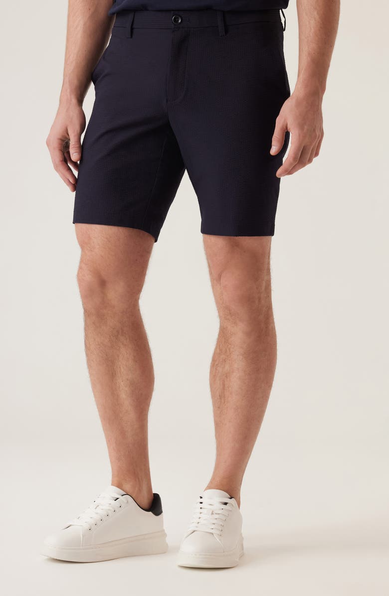 DEKE Oasis Satellite EME Seersucker Bermuda Shorts, Main, color, Black Navy