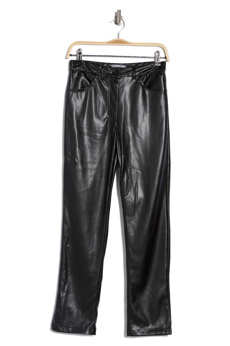 Morgan High Waist Faux Leather Pants, Alternate, color, BLACK