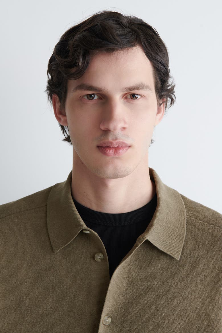 Knitted Linen Short-sleeved Shirt, Alternate, color, KHAKI