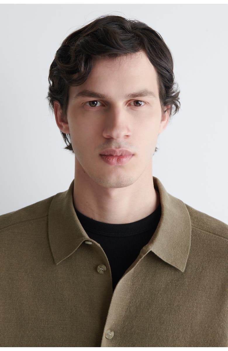 COS Knitted Linen Short-sleeved Shirt, Alternate, color, Khaki