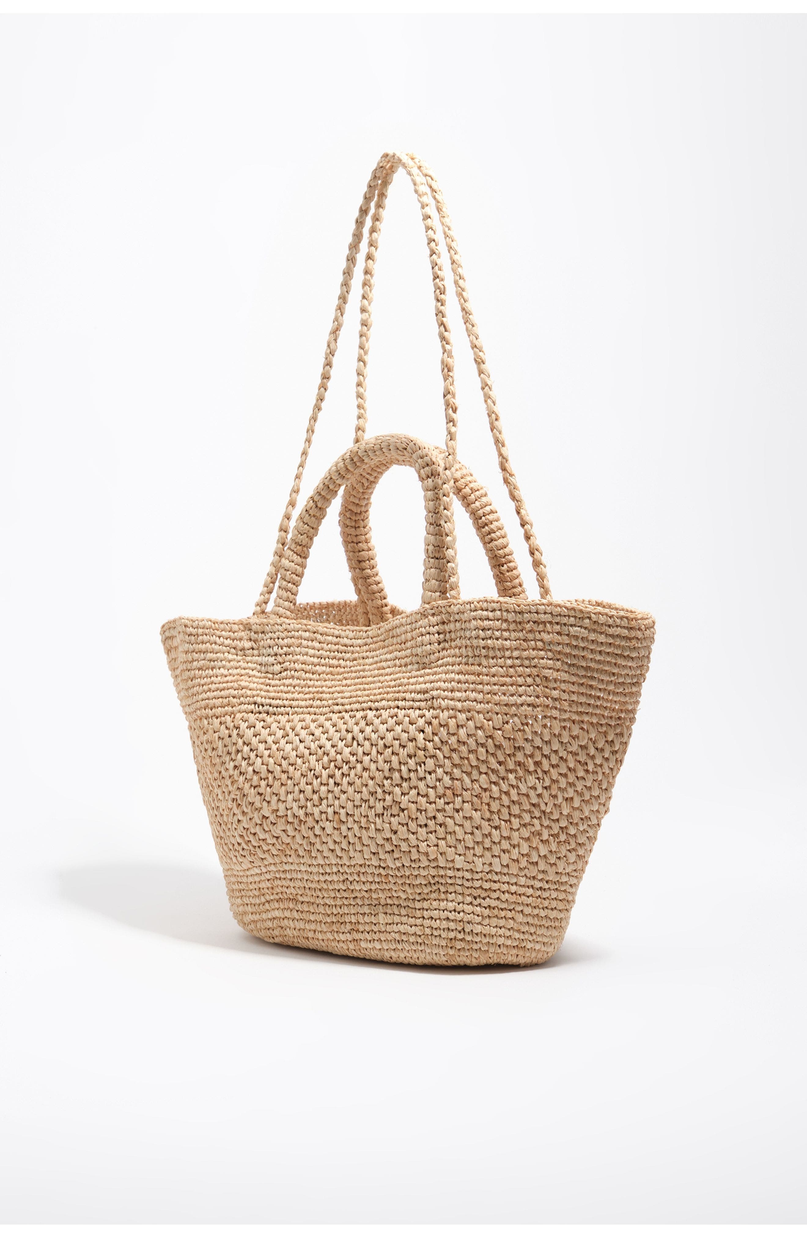 Bimba y Lola Large Raffia Bag, Alternate, color, Natural