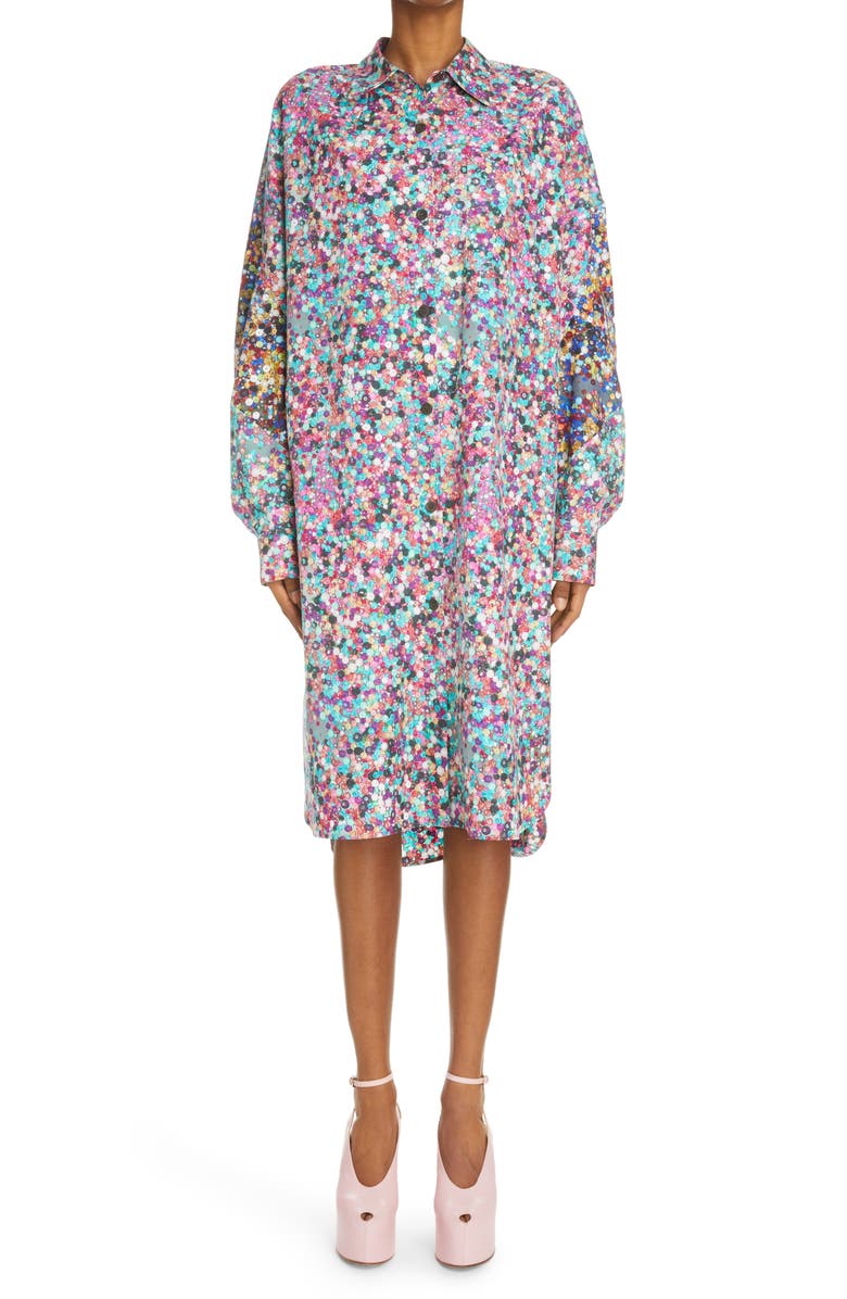 Dries Van Noten Domano Bead Print Long Sleeve Shirtdress, Main, color, 
