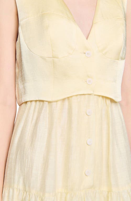 Sandro Womens V-neck Pleated-skirt Woven Maxi Dress Naturels In Light Yellow