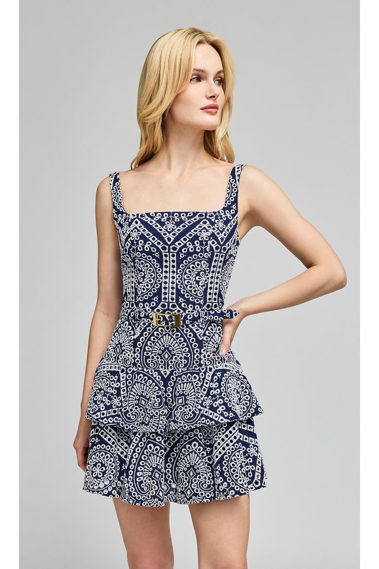 Lisette Cotton Eyelet Dress, Main, color, Navy/White