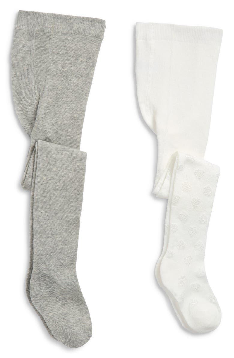 Capelli New York Kids' Assorted 2-Pack Cotton Blend Sweater Tights, Main, color, Ivory Combo