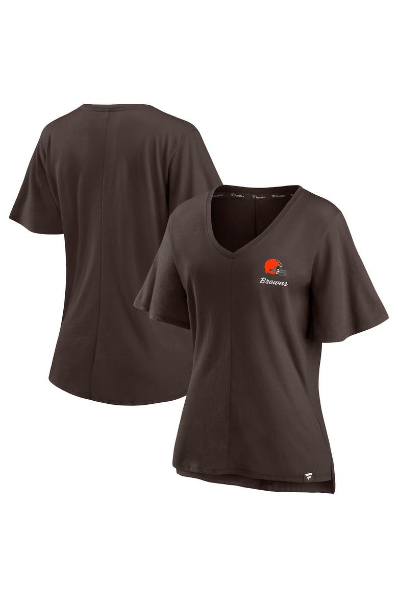 Women's Fanatics Branded Brown Cleveland Browns Southpaw Flutter V-Neck T-Shirt, Main, color, Brown