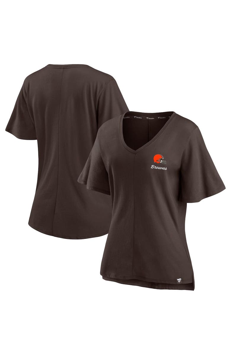 FANATICS Women's Fanatics Branded Brown Cleveland Browns Southpaw Flutter V-Neck T-Shirt, Main, color, 