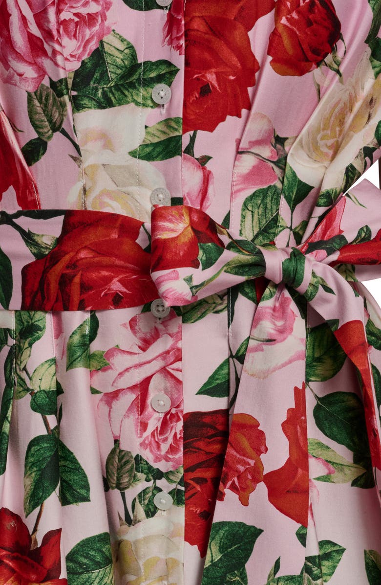 KARL LAGERFELD PARIS Placed Floral Stretch Cotton Midi Shirtdress, Alternate, color, Cornelia Rose/ Soft Whit Multi