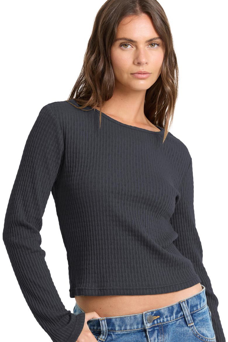 Sweet Coast Long Sleeve Ribbed Top, Alternate, color, BLACK SANDS