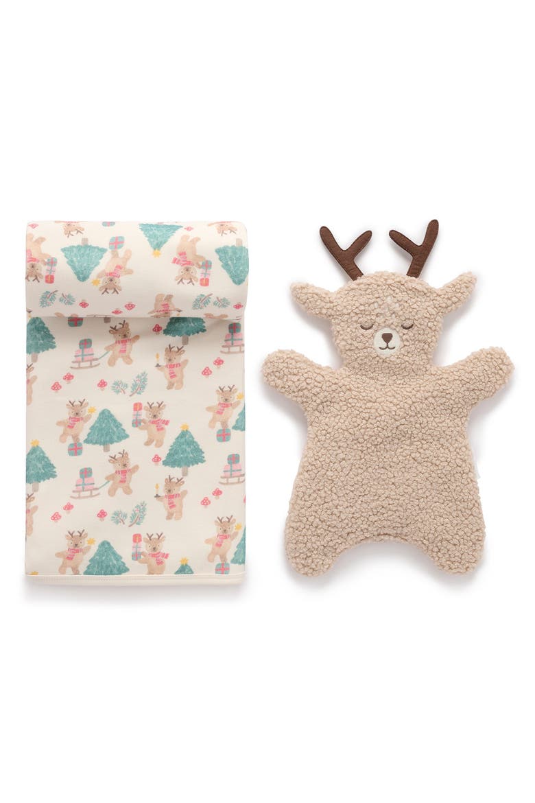 Christmas Stretch Blanket & Lovey Toy, Main, color, Deer Christmas Print