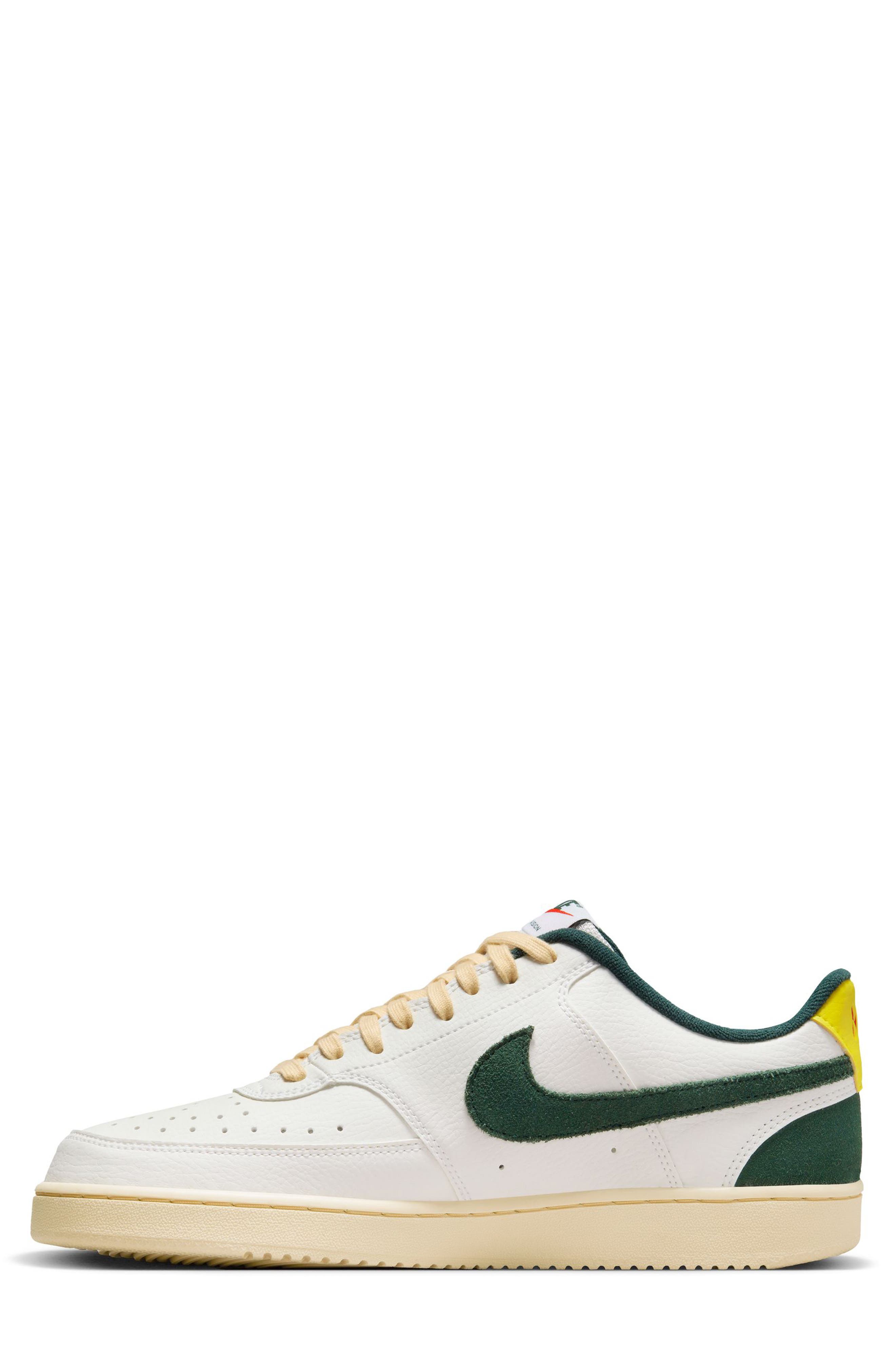 Nike Court Vision Low Sneaker, Alternate, color, Sail/ Pro Green/ Picante Red