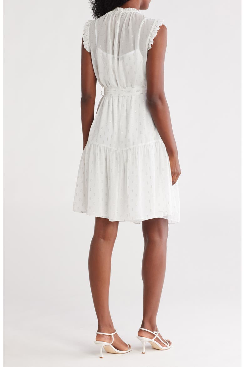 Ruffle Collar Sleeveless Dress, Alternate, color, WHITE SILVER