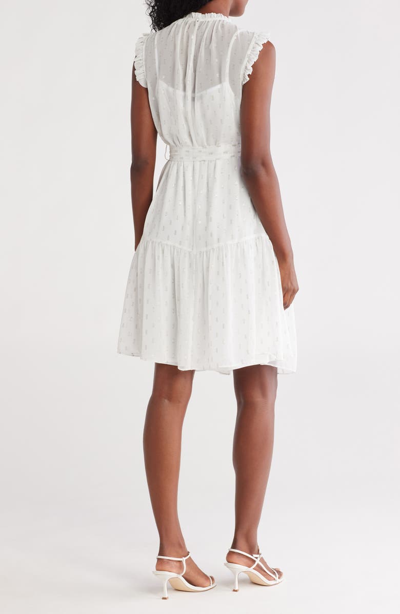 Julia Jordan Ruffle Collar Sleeveless Dress, Alternate, color, White Silver