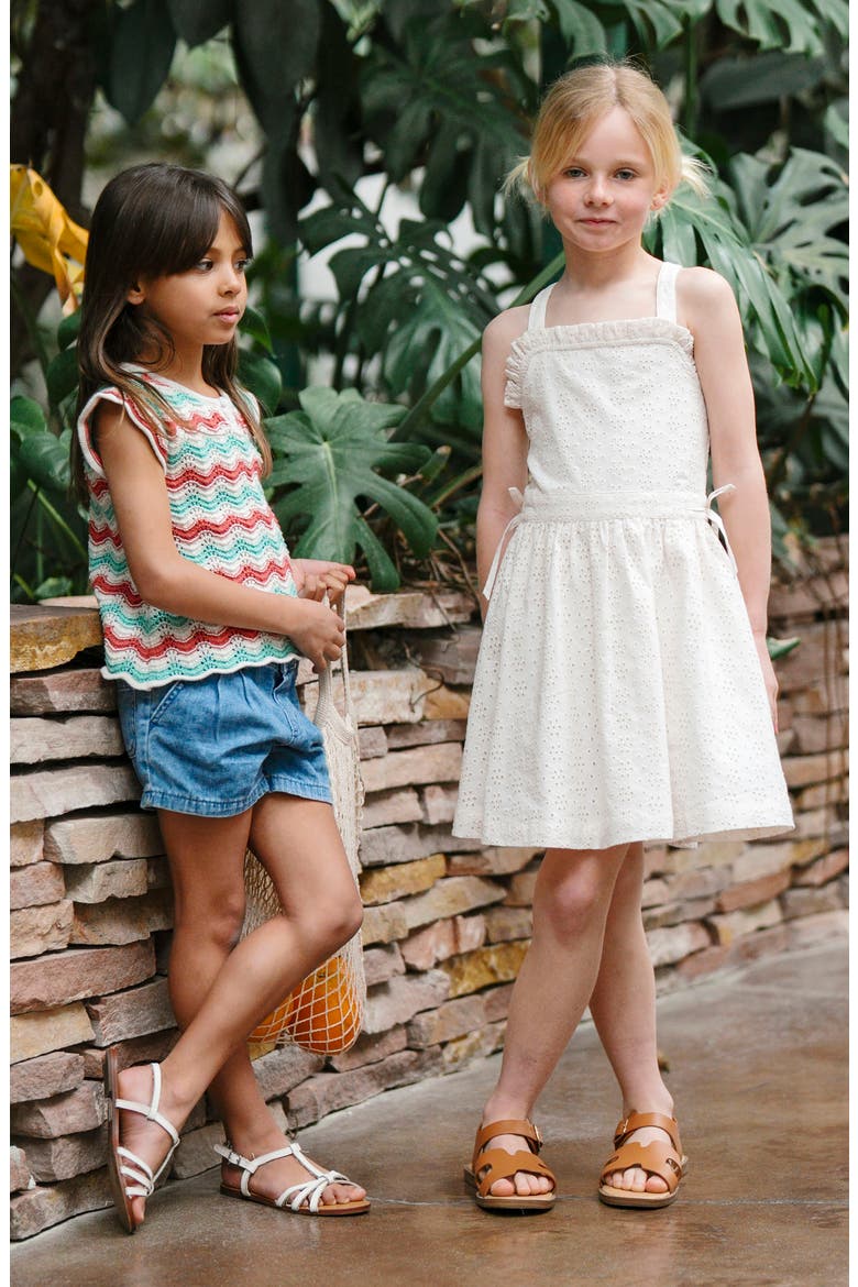 Kids' Organic Ruffle Edge Eyelet Apron Dress, Alternate, color, Natural Eyelet