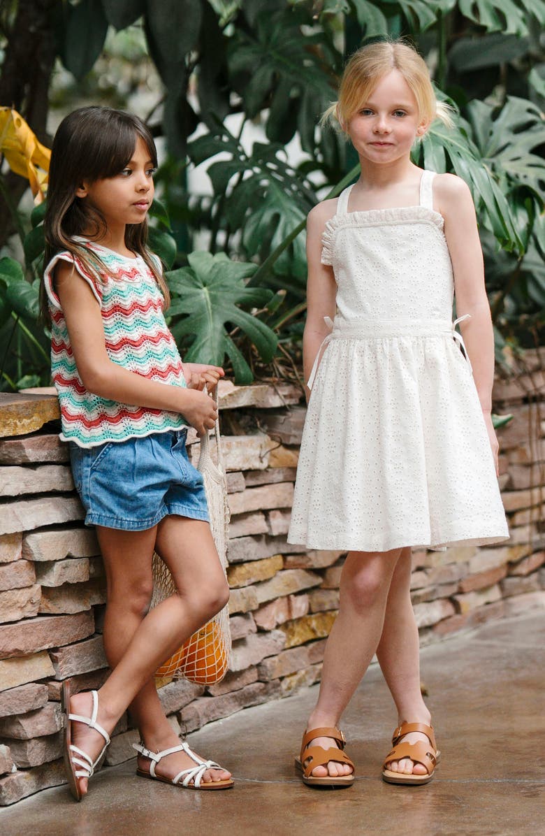 Hope & Henry Kids' Organic Ruffle Edge Eyelet Apron Dress, Alternate, color, Natural Eyelet