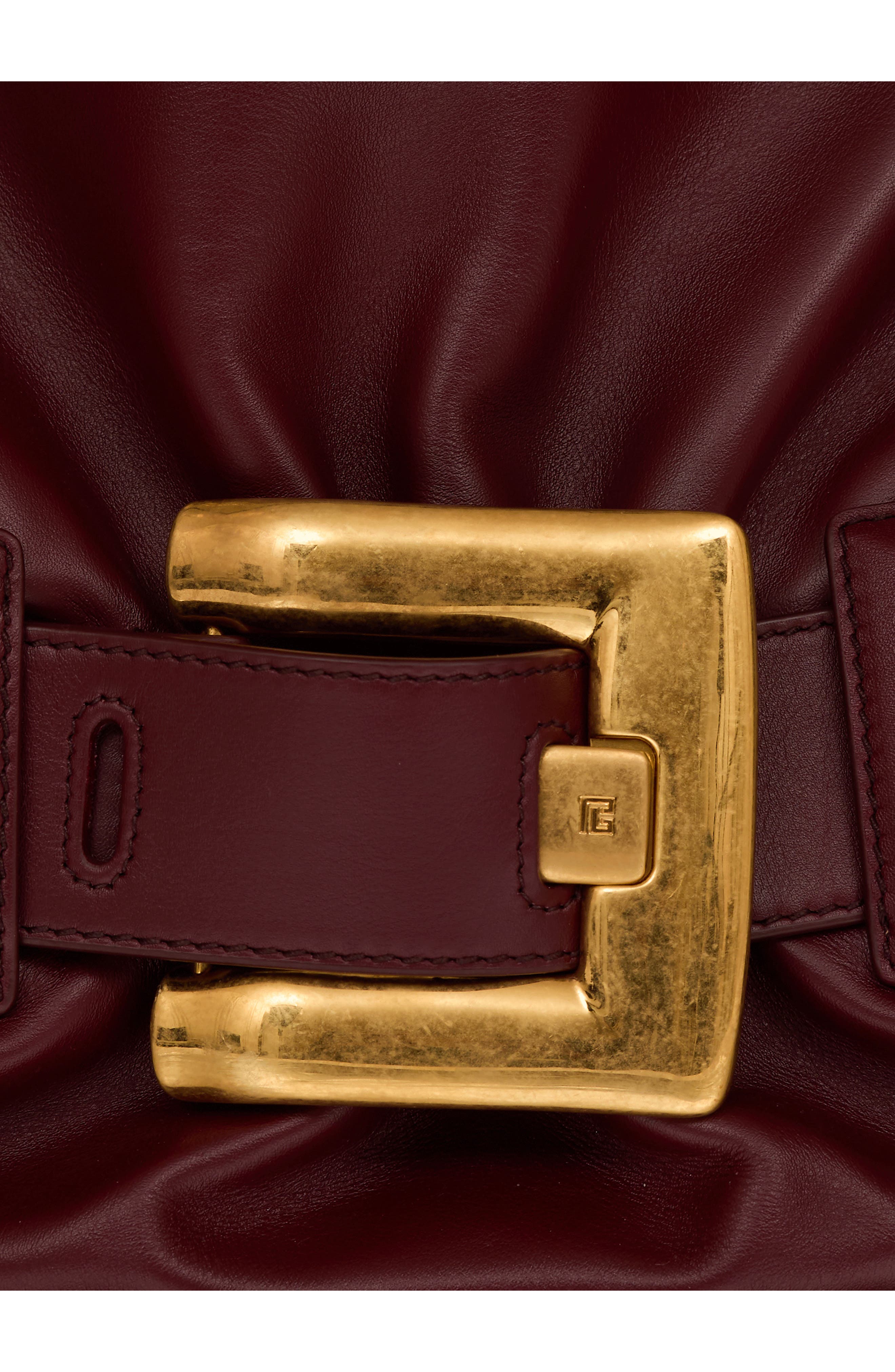 Balmain Medium Anthem Leather Shoulder Bag, Alternate, color, 3Ar Eggplant