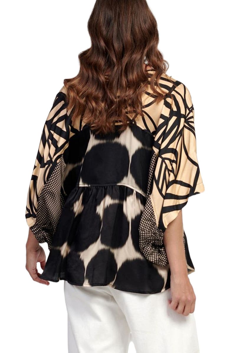 Alembika Serene mixed print V-neck blouse, Alternate, color,