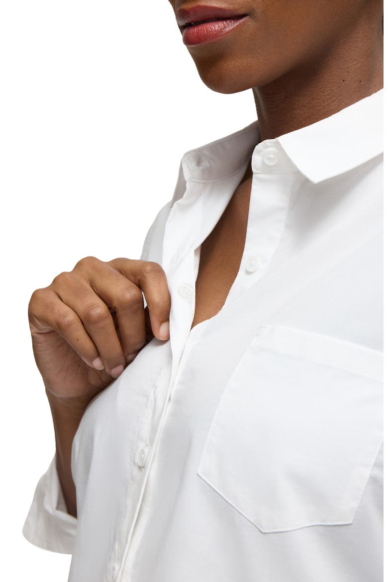 Maternity Poplin Button Down, Alternate, color, White